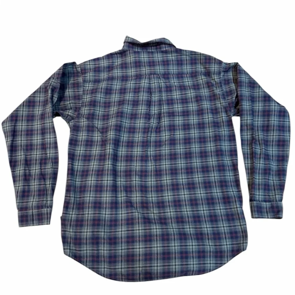 Patagonia Organic Cotton Flannel‎ Plaid Button-Down Shirt | Men’s L | Blue & Red